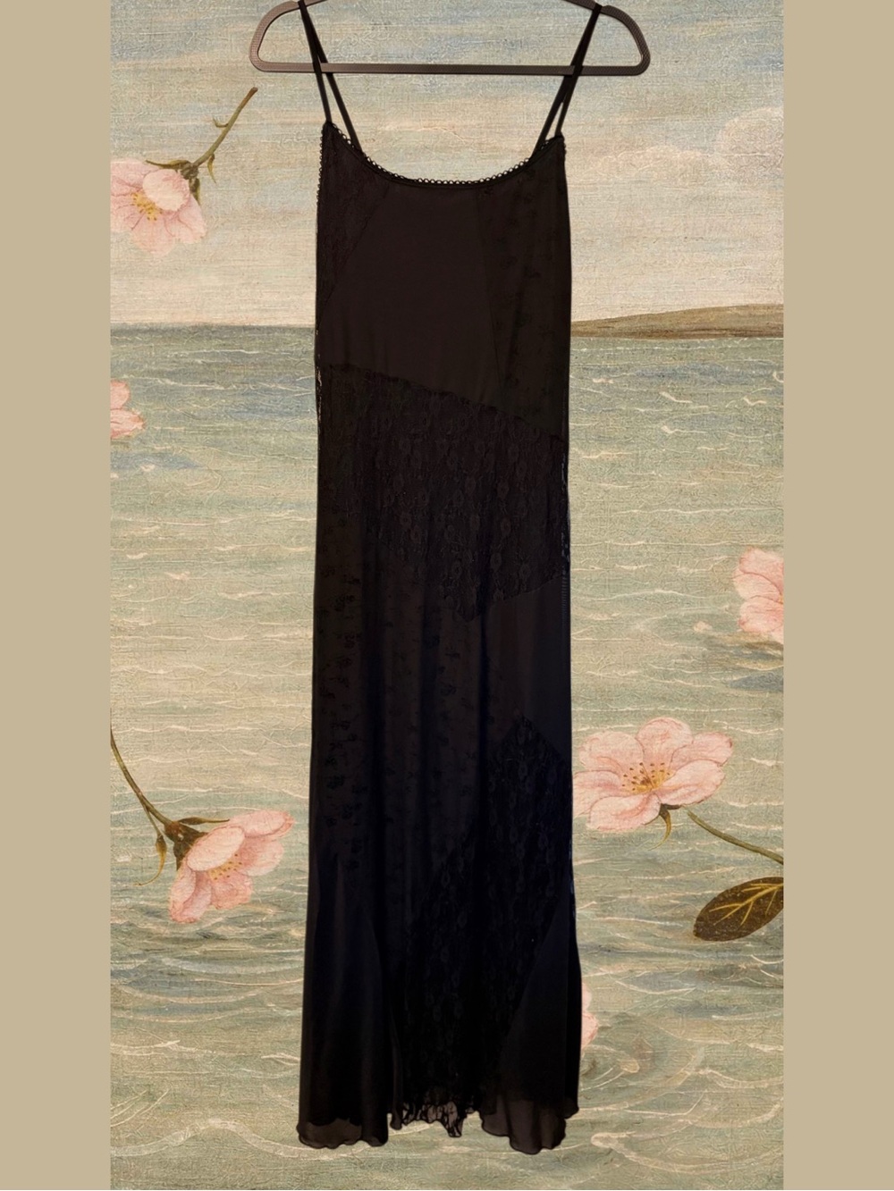 Black Whimsigoth Maxi Lace Slip Style Dress